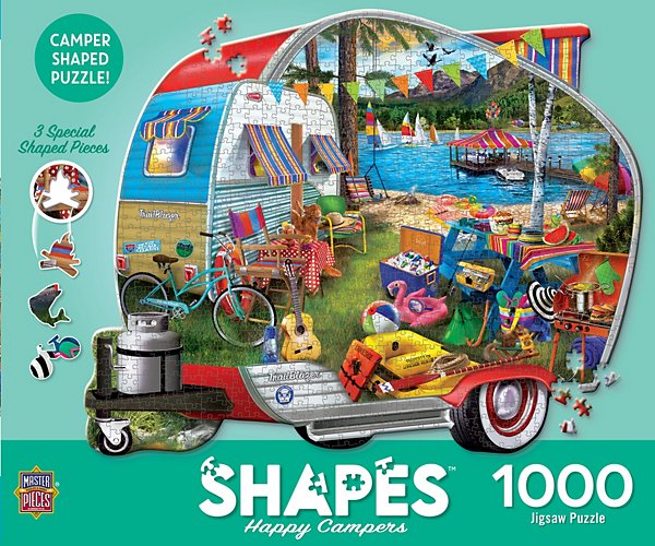 Shapes - Happy Campers 1000 Piece Shaped Jigsaw Puzzle