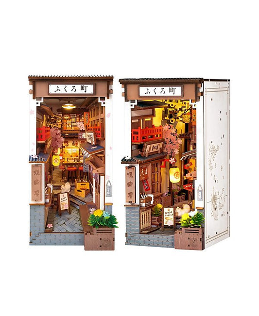 3D Puzzle, Sakura Wine Alley Wooden Model with Accessories, Decorative Bookend Stand for Kids Adults, Multicolored, 4.37"7.67"8.7"